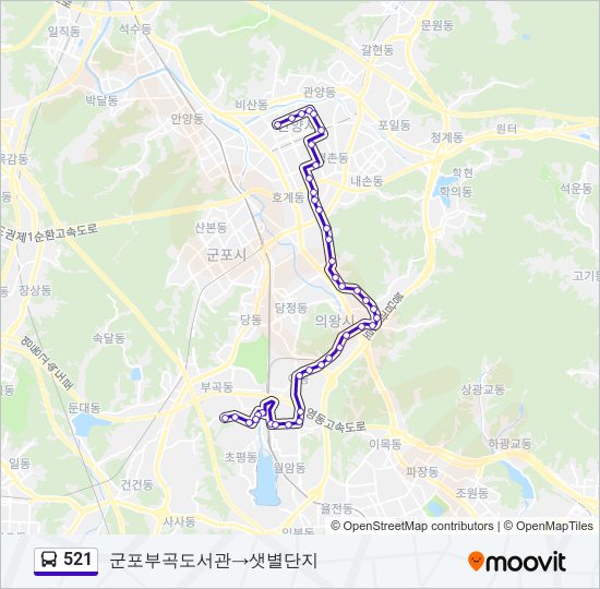 521 bus Line Map