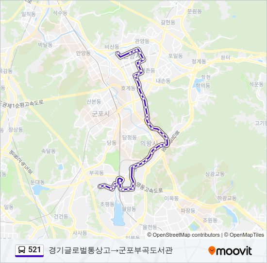 521 bus Line Map