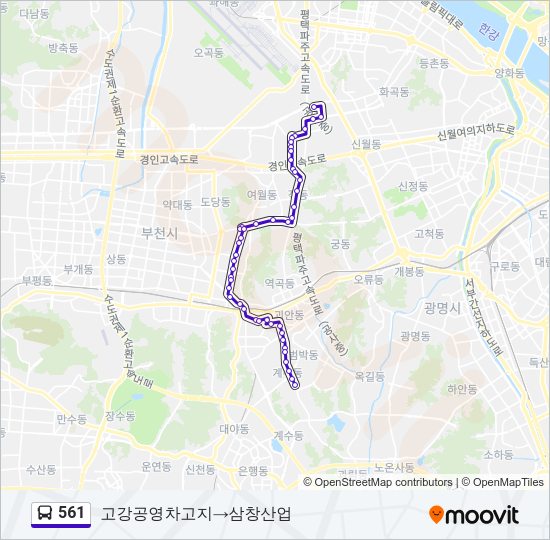 561 버스 노선 지도