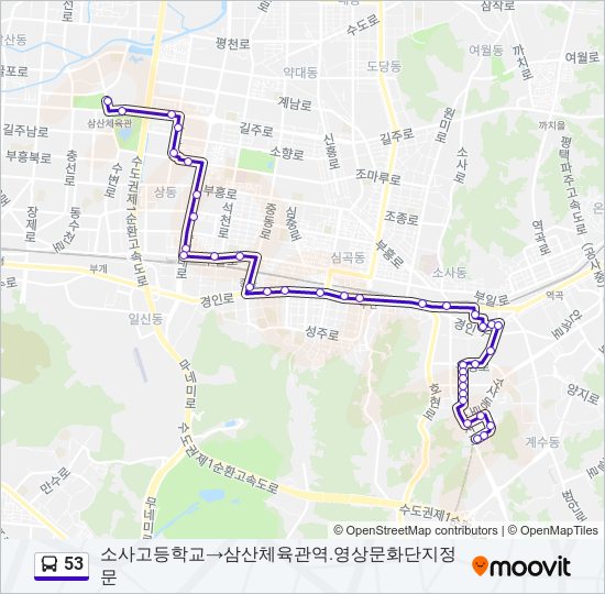 53 bus Line Map