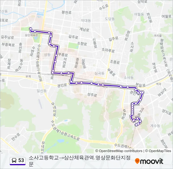53 Bus Line Map