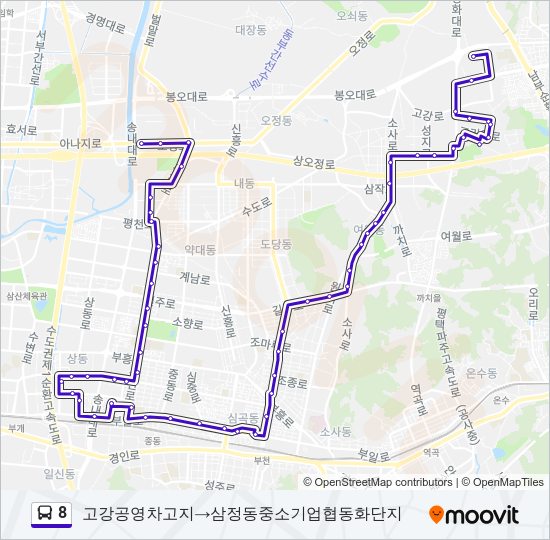 8 버스 노선 지도