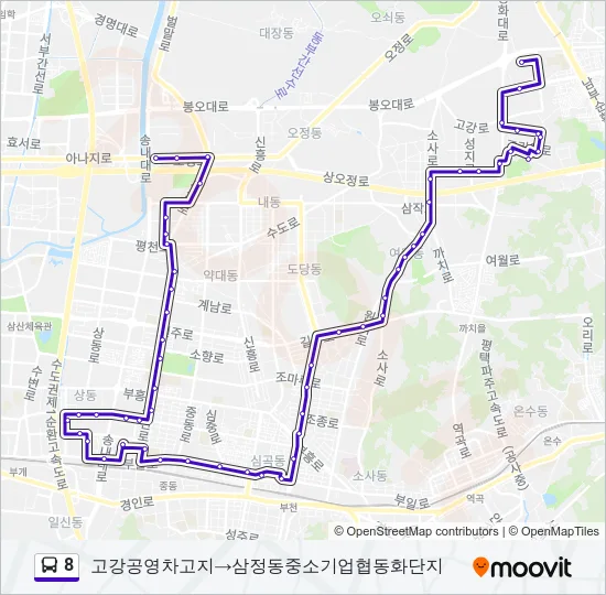 8 버스 노선 지도