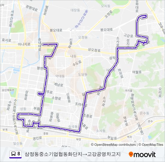 8 버스 노선 지도