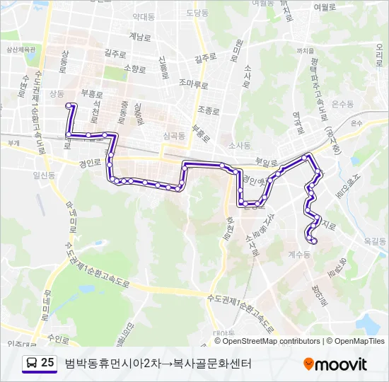 25 Bus Line Map