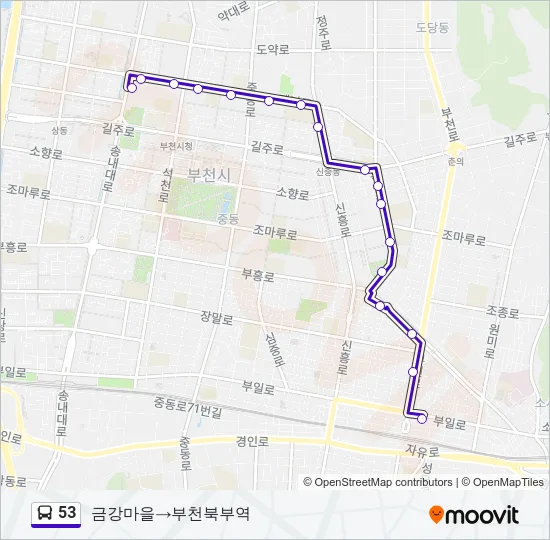 53 버스 노선 지도