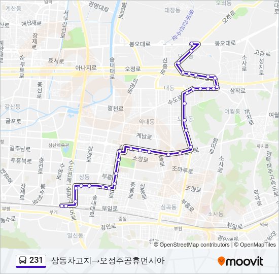 231 버스 노선 지도
