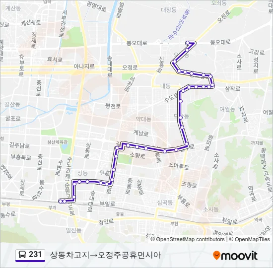 231 버스 노선 지도