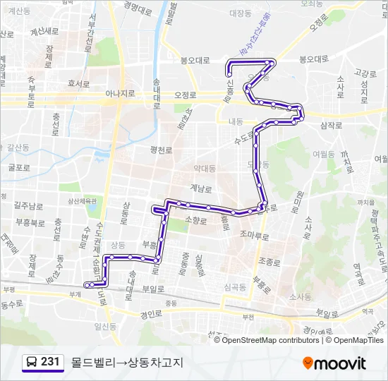 231 버스 노선 지도