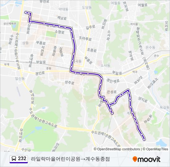 232 버스 노선 지도