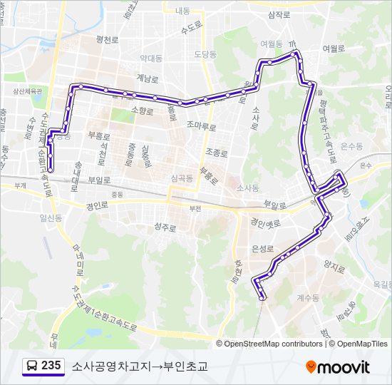 235 버스 노선 지도