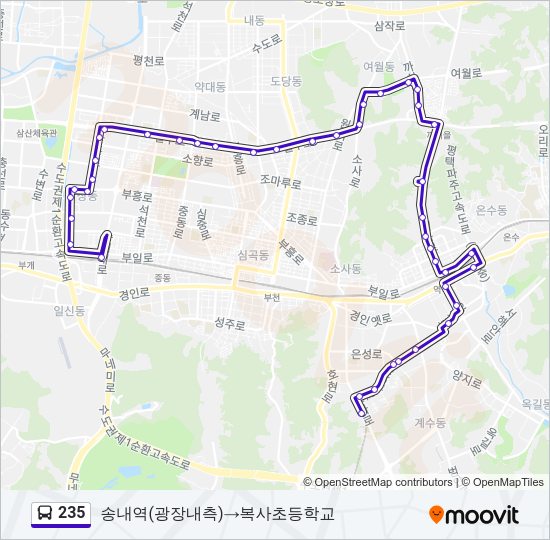 235 버스 노선 지도