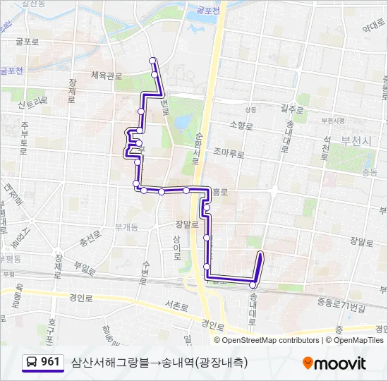 961 버스 노선 지도