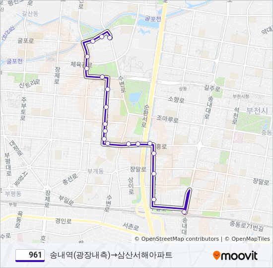 961 bus Line Map