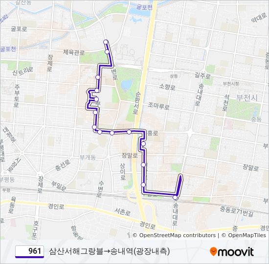 961 bus Line Map