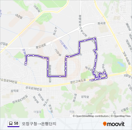 58 bus Line Map
