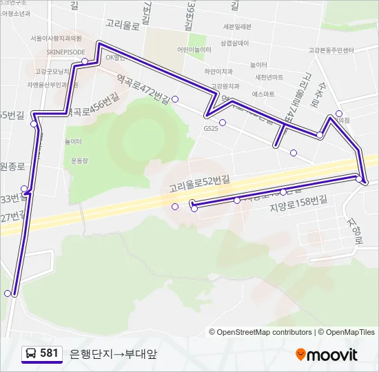 581 Bus Line Map