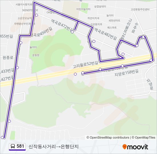 581 버스 노선 지도