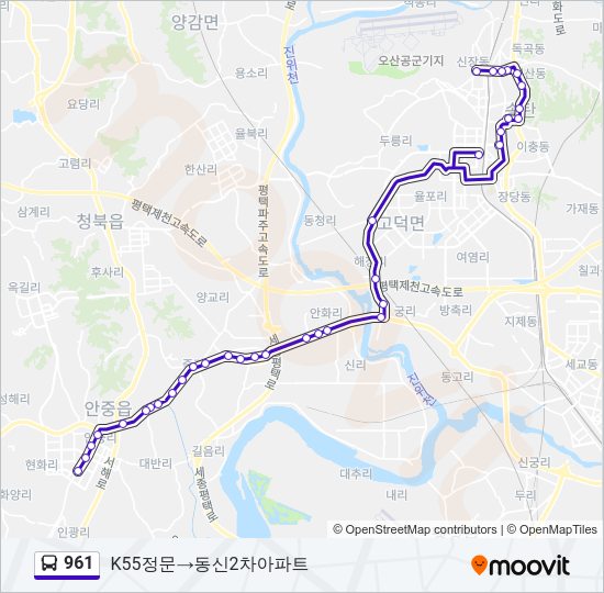 961 Bus Line Map