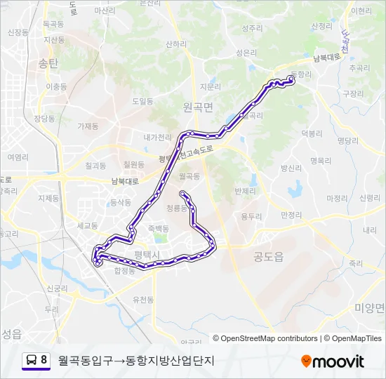 8 버스 노선 지도