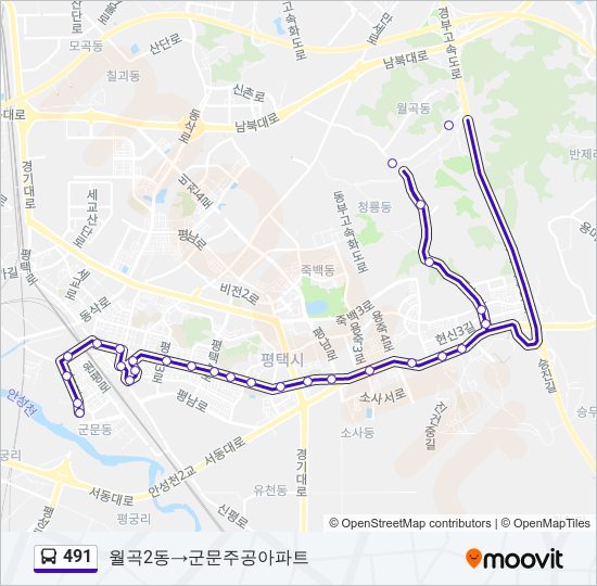 491 bus Line Map