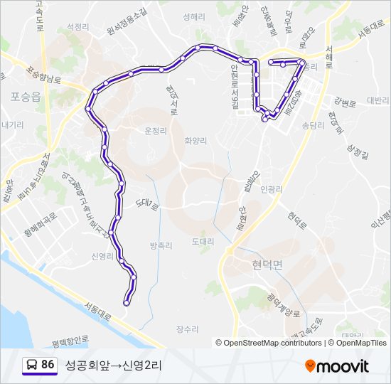 86 버스 노선 지도