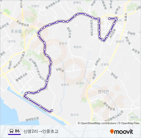 86 Bus Line Map