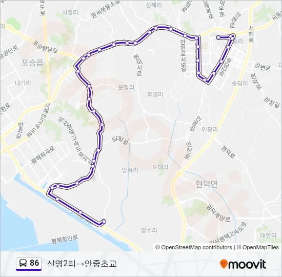 86 버스 노선 지도