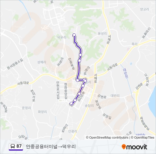 87 버스 노선 지도