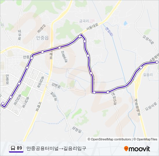 89 버스 노선 지도