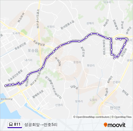 811 버스 노선 지도