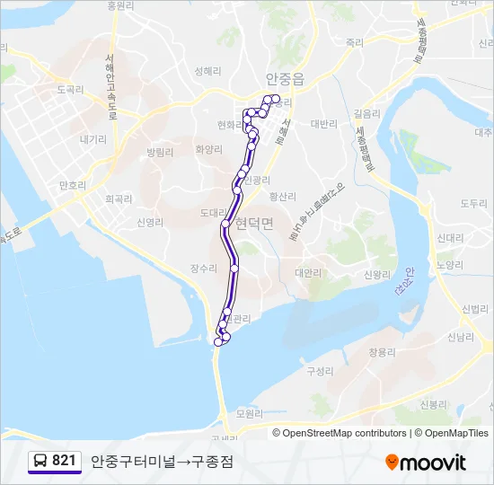 821 Bus Line Map
