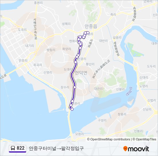 822 버스 노선 지도