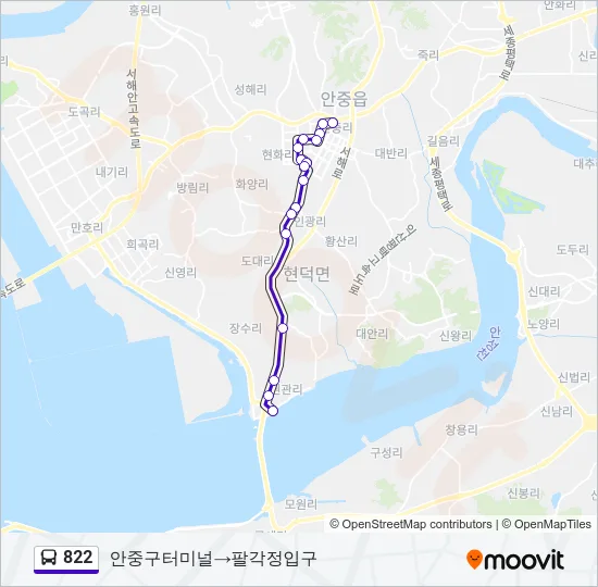 822 버스 노선 지도