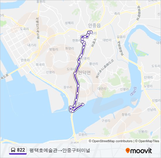 822 버스 노선 지도