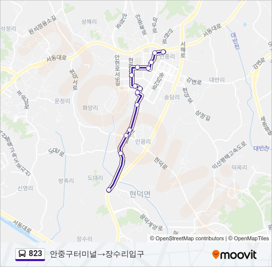 823 버스 노선 지도