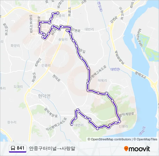 841 버스 노선 지도