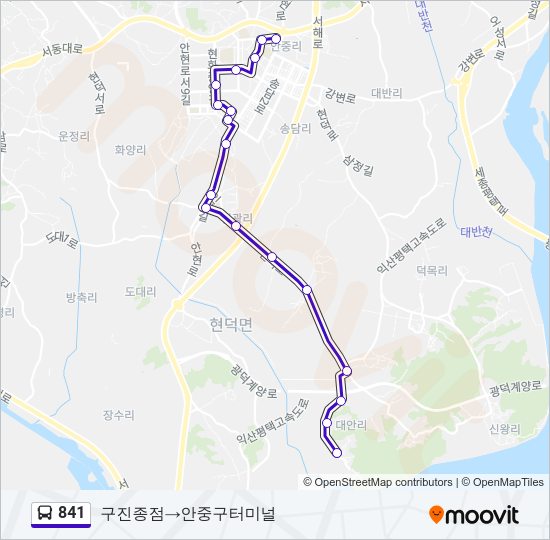 841 버스 노선 지도