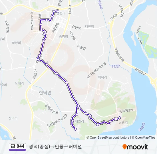 844 Bus Line Map