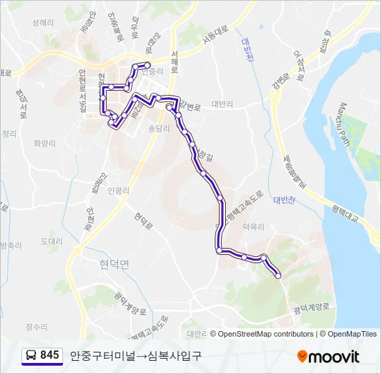845 Bus Line Map