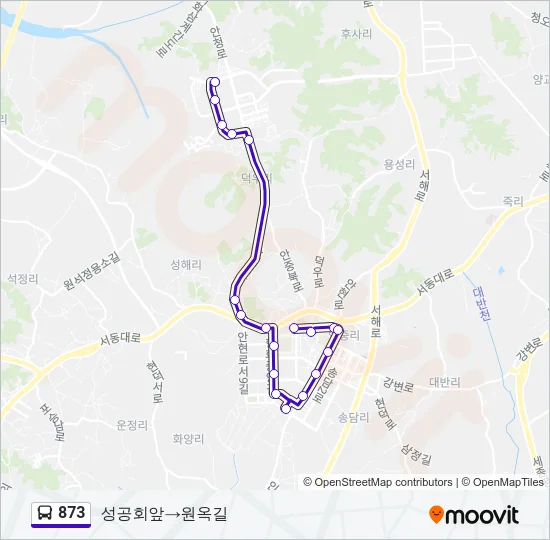 873 버스 노선 지도