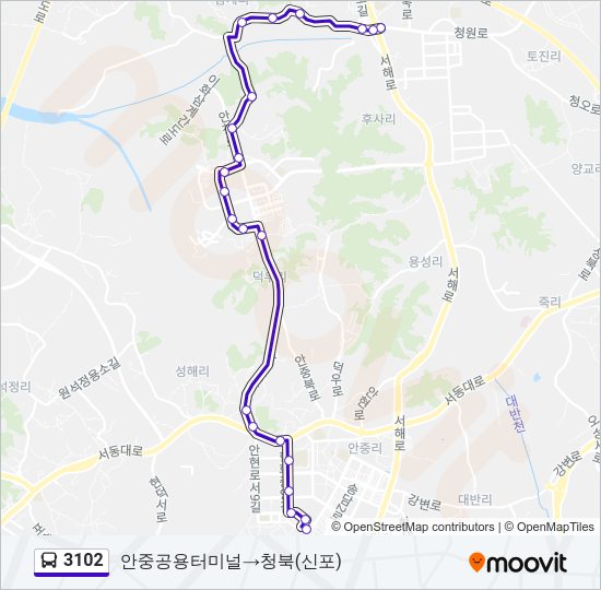 3102 버스 노선 지도