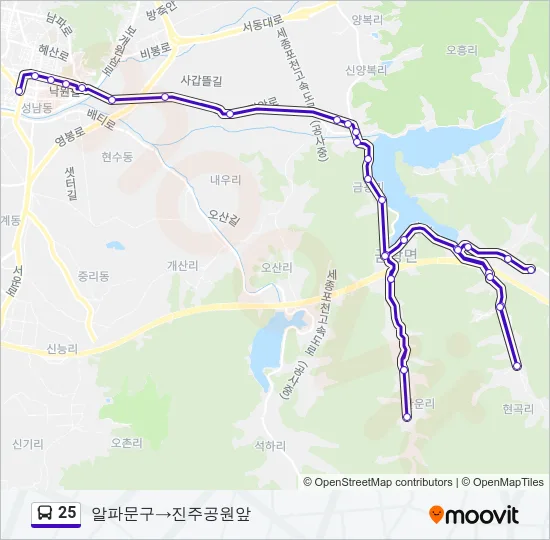 25 버스 노선 지도