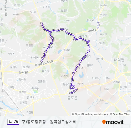 76 버스 노선 지도