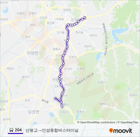 204 버스 노선 지도