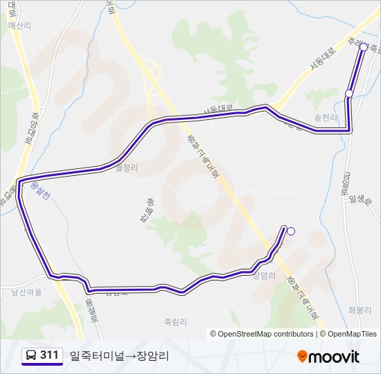 311 버스 노선 지도