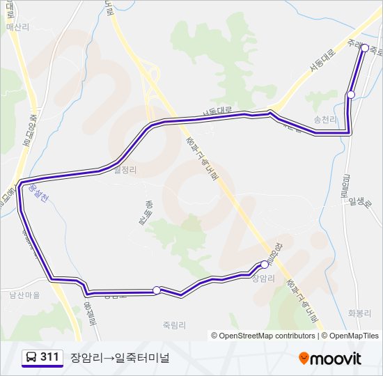 311 버스 노선 지도