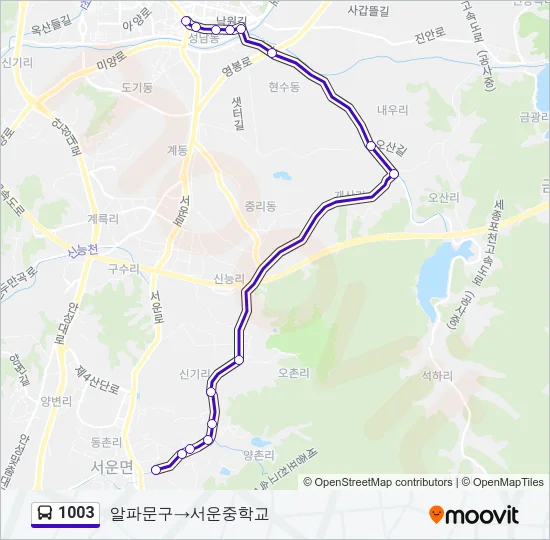1003 버스 노선 지도