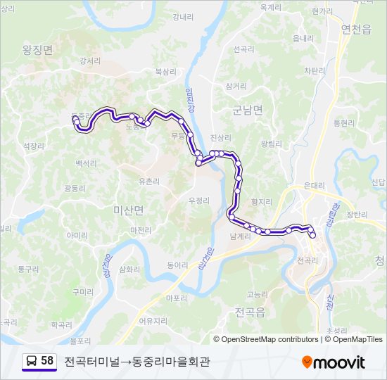 58 bus Line Map