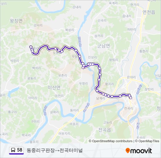 58 bus Line Map